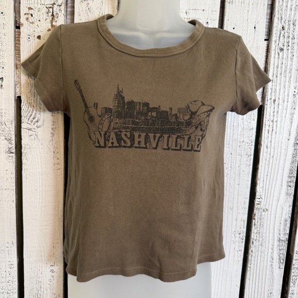 Brandy Melville Tops - Brandy Melville John Galt Nashville T-Shirt Women Size Small Brown Retro Country